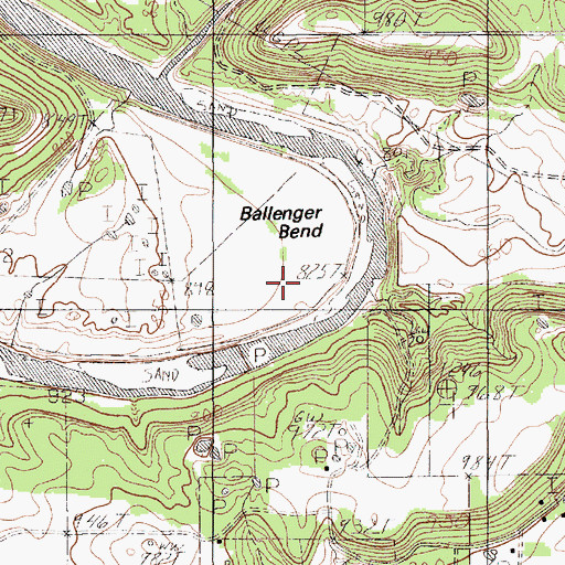 Topographic Map of Ballenger Bend, TX