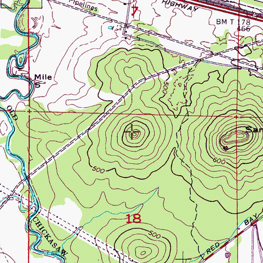 Topographic Map of Potato Hill Mountain, AL