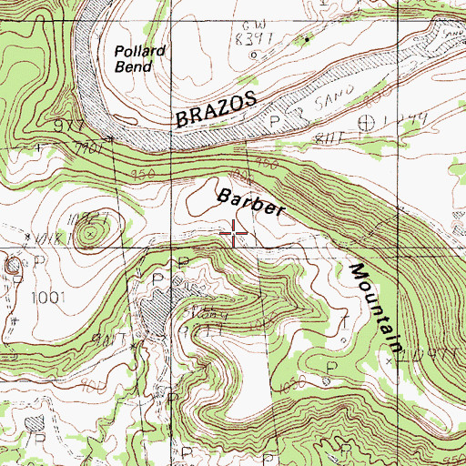 Topographic Map of Barber Mountain, TX