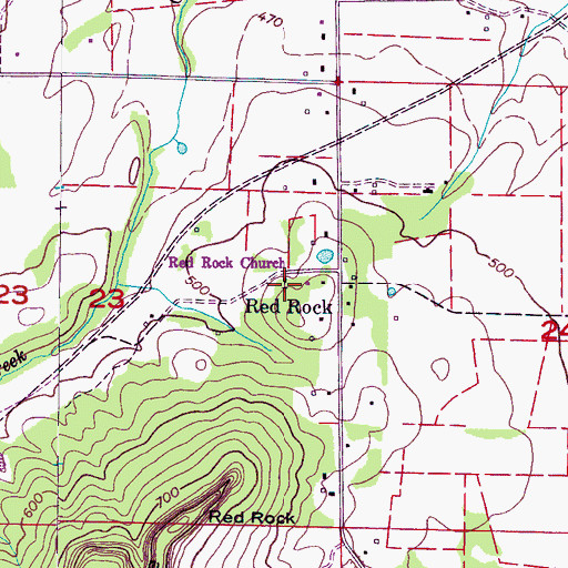 Topographic Map of Red Rock Church, AL