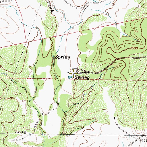 Topographic Map of Barrel Spring, TX