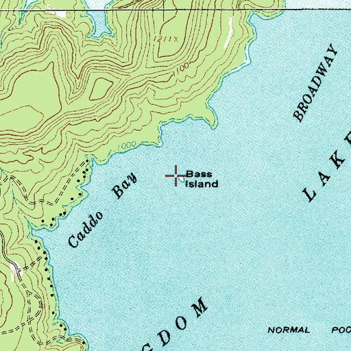Topographic Map of Bass Island, TX
