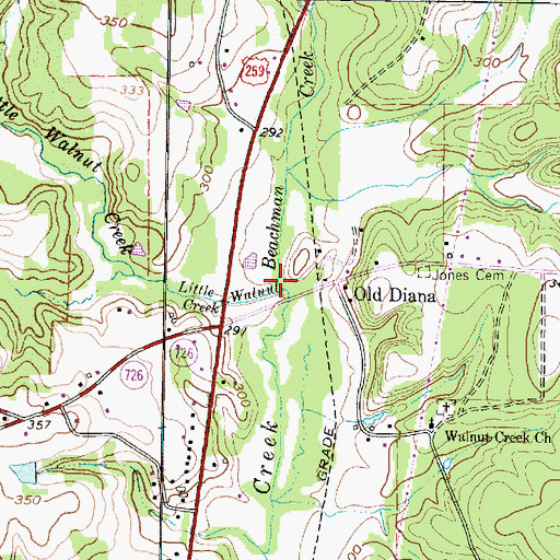 Topographic Map of Beachman Creek, TX