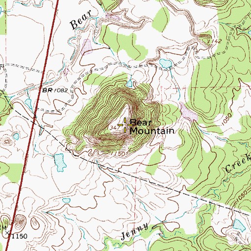 Topographic Map of Bear Mountain, TX