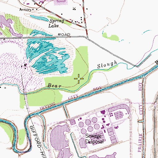 Topographic Map of Bear Slough, TX