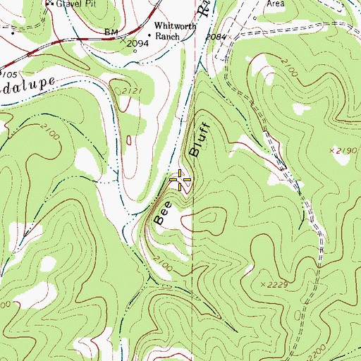 Topographic Map of Bee Bluff, TX