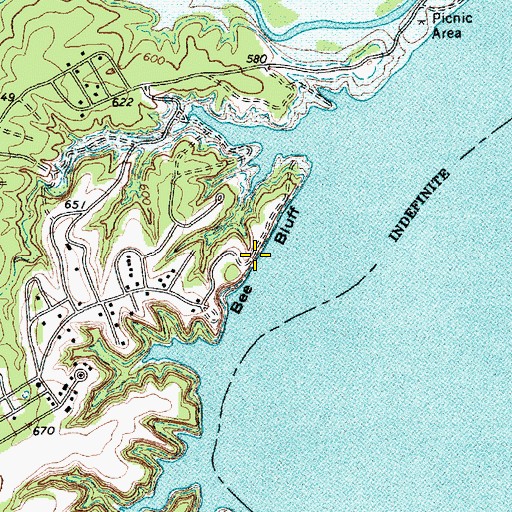 Topographic Map of Bee Bluff, TX