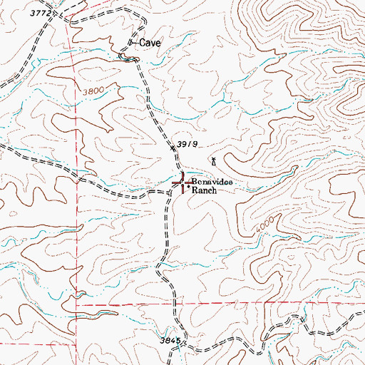 Topographic Map of Benavides Ranch, TX