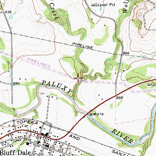 Topographic Map of Berrys Creek, TX