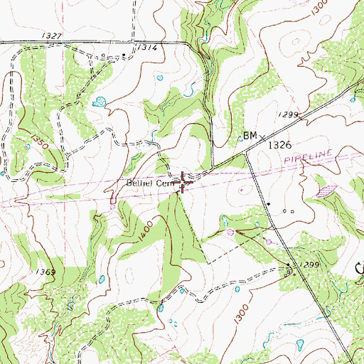 Topographic Map of Bethel Cemetery, TX