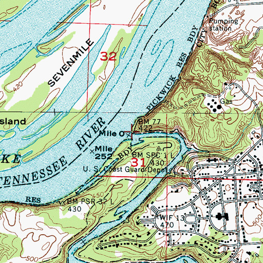 Topographic Map of Tuscumbia Landing (historical), AL