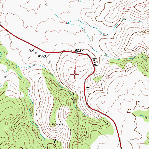 Topographic Map of Big Hill, TX