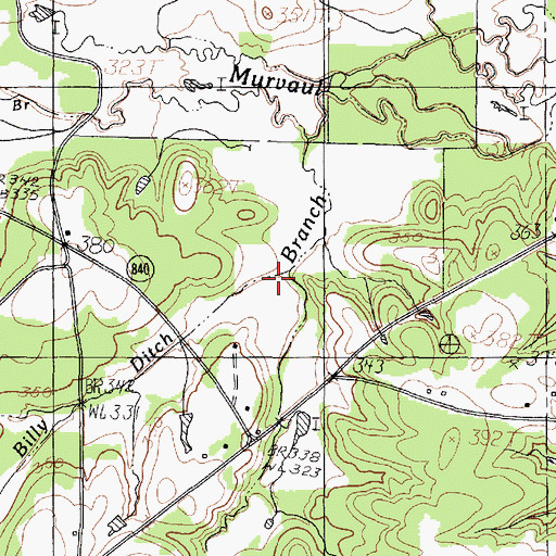 Topographic Map of Billy Ditch, TX