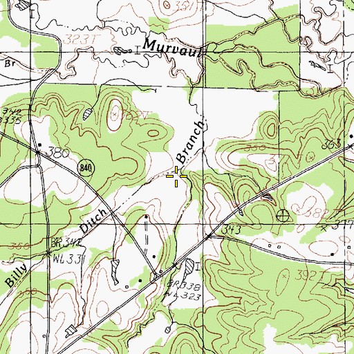 Topographic Map of Billy Ditch, TX