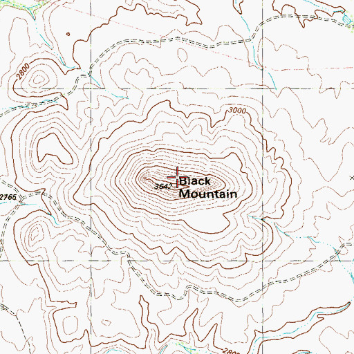 Topographic Map of Black Mountain, TX