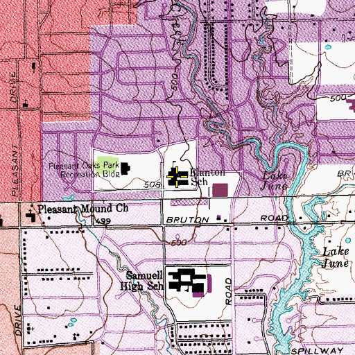 Topographic Map of Blanton School, TX