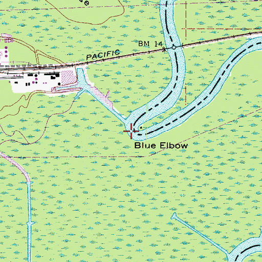 Topographic Map of Blue Elbow, TX