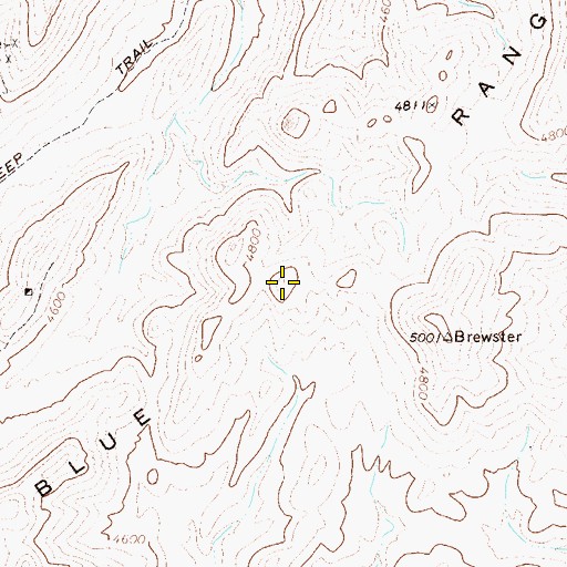Topographic Map of Blue Range, TX