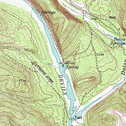 Topographic Map of Blue Spring, TX