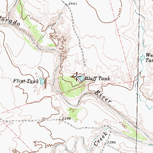 Topographic Map of Bluff Tank, TX