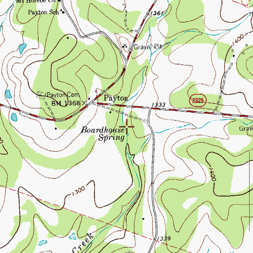 Topographic Map of Boardhouse Spring, TX