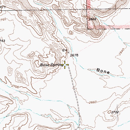 Topographic Map of Bone Spring, TX