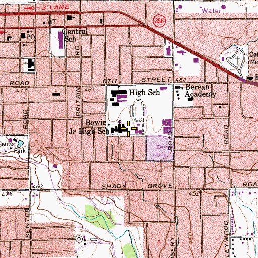 Topographic Map of Bowie Junior High School, TX