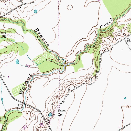Topographic Map of Bowman Branch, TX