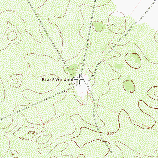 Topographic Map of Brazil Windmill, TX