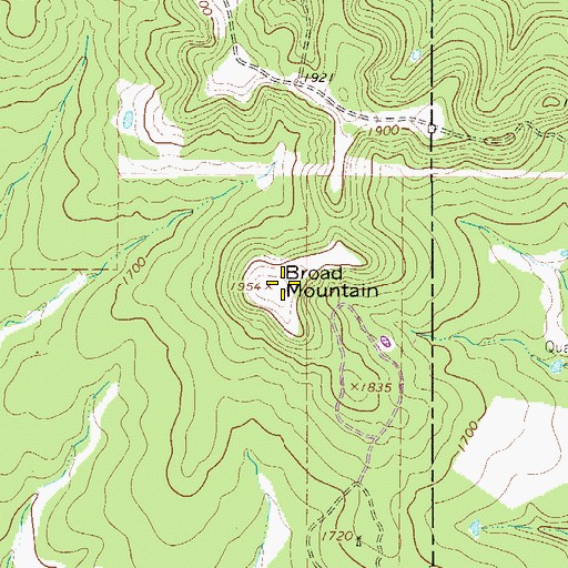 Topographic Map of Broad Mountain, TX