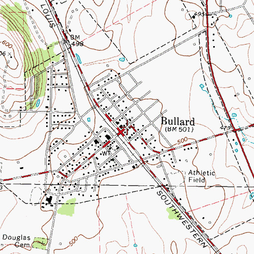 Topographic Map of Bullard, TX