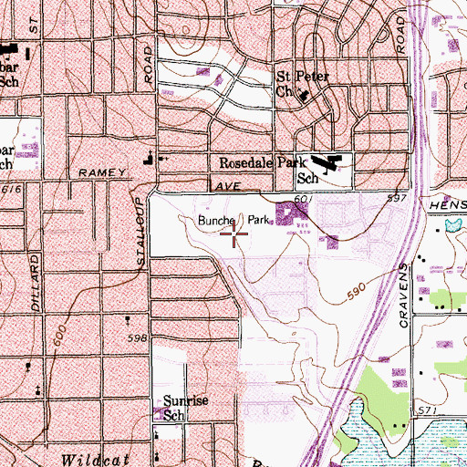 Topographic Map of Bunche Park, TX