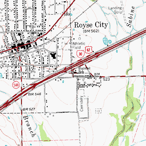 Topographic Map of Bunche School, TX