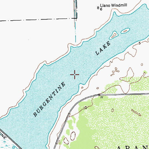 Topographic Map of Burgentine Lake, TX