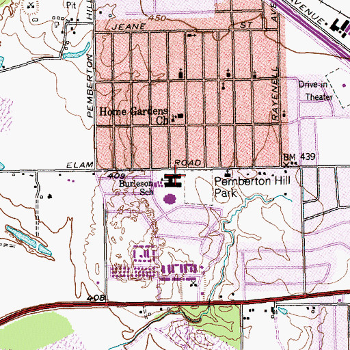 Topographic Map of Burleson School, TX