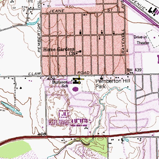 Topographic Map of Burleson School, TX
