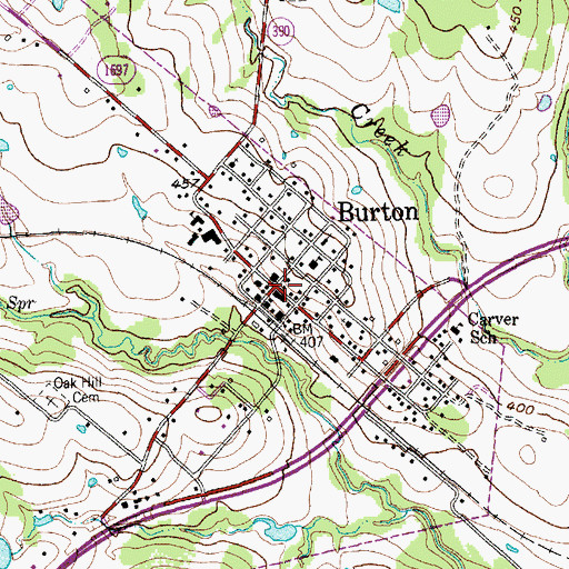 Topographic Map of Burton, TX
