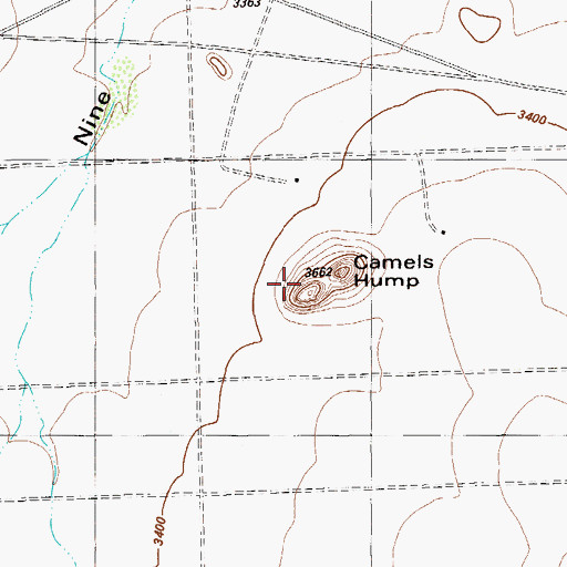 Topographic Map of Camels Hump, TX