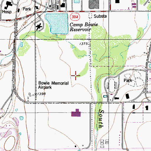 Topographic Map of Camp Bowie Memorial Air Park, TX