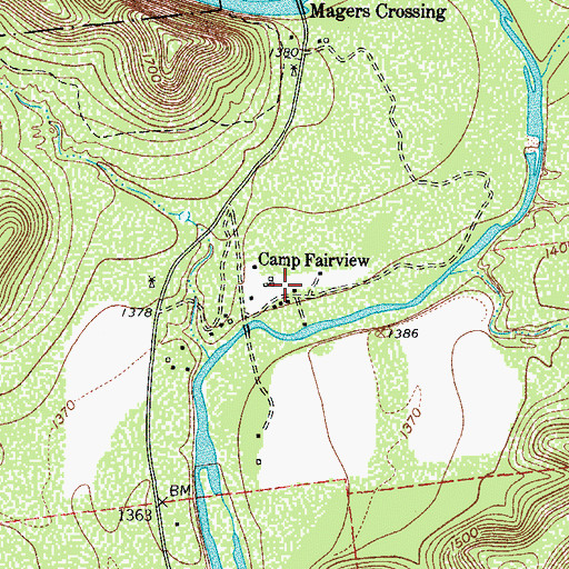 Topographic Map of Camp Fairview, TX