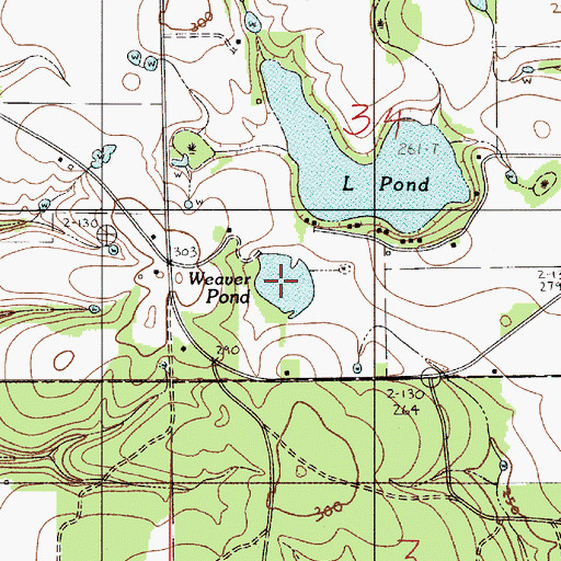 Topographic Map of Weaver Pond, AL