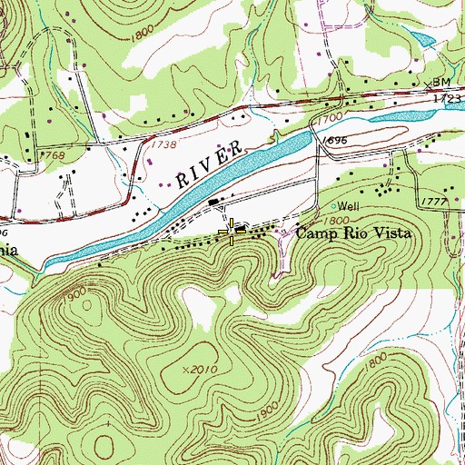 Topographic Map of Camp Rio Vista, TX