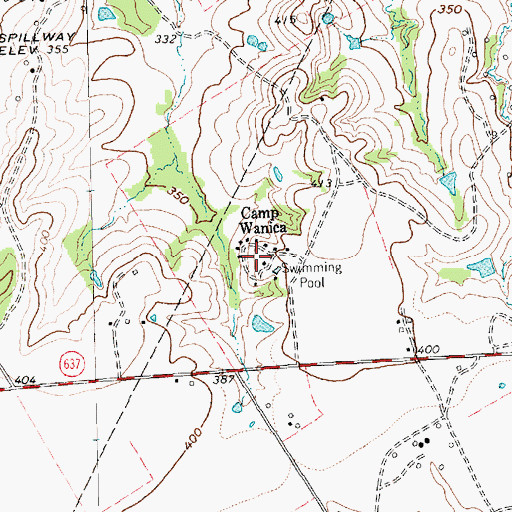 Topographic Map of Camp Wanica, TX
