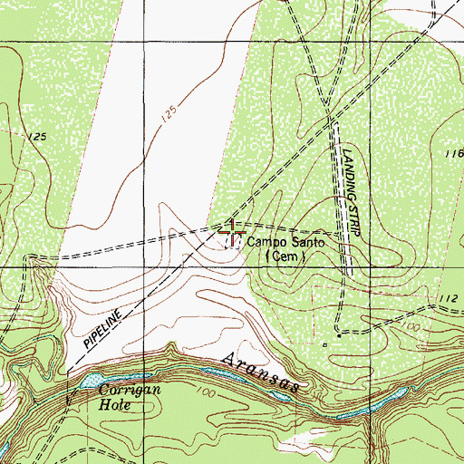 Topographic Map of Campo Santo Cemetery, TX