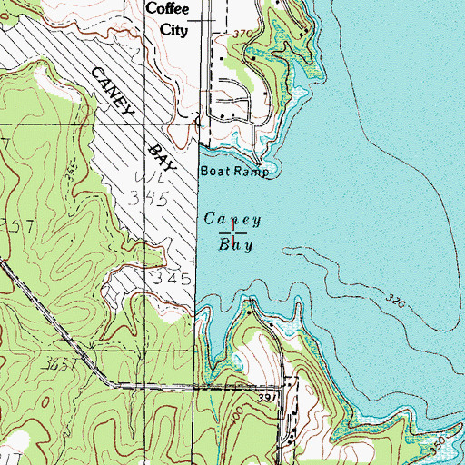 Topographic Map of Caney Bay, TX