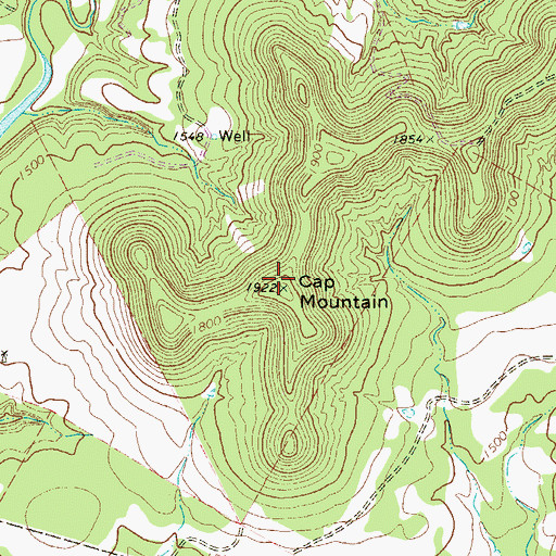 Topographic Map of Cap Mountain, TX