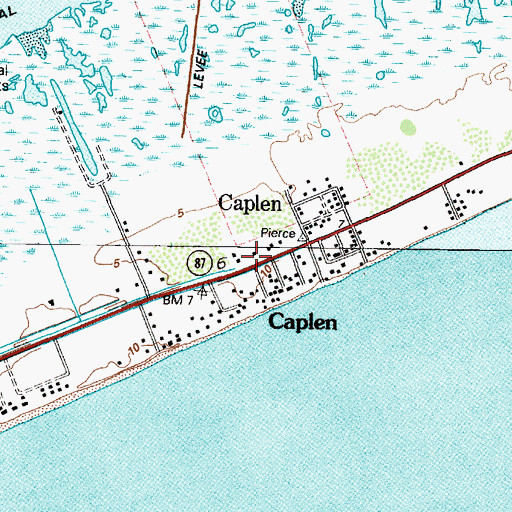 Topographic Map of Caplen, TX