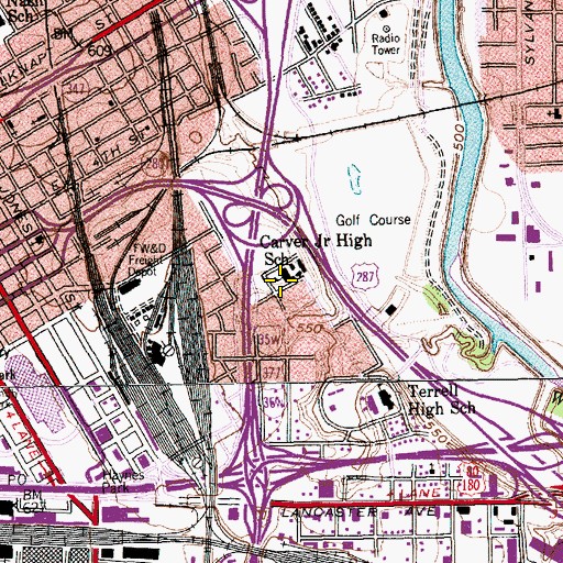Topographic Map of Carver Junior High School, TX