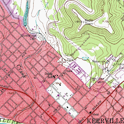 Topographic Map of Carver Park, TX