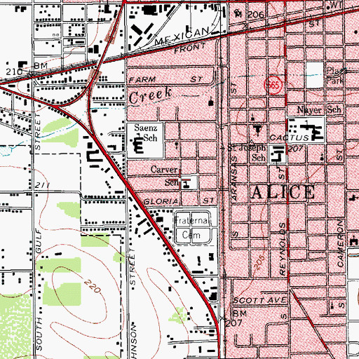 Topographic Map of Carver School, TX